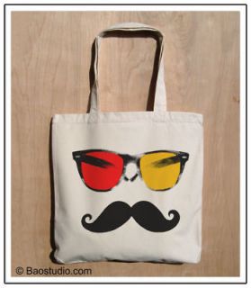 Sunglasses and Mustache   Eco Friendly Tote Bag