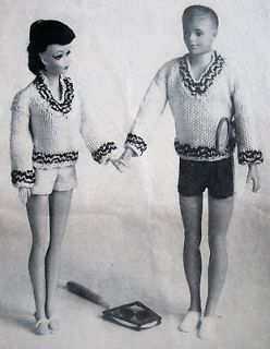 Vintage Barbie & Ken Clothes Knitting Pattern Copy Tennis Sport 