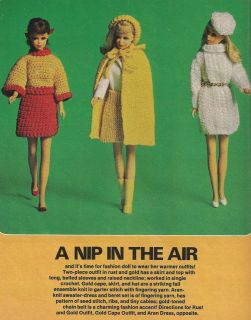 Vintage Barbie & Ken Francie Clothes Knit Crochet Patterns 3 Fall 