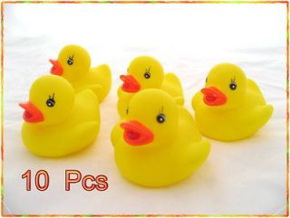 10 Pcs Baby Bath Toy Rubber Yellow Duck W/ Be Sound