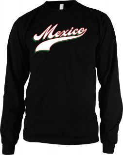   Script Font Mens Thermal Shirt, Mexican Country Pride Baseball Style