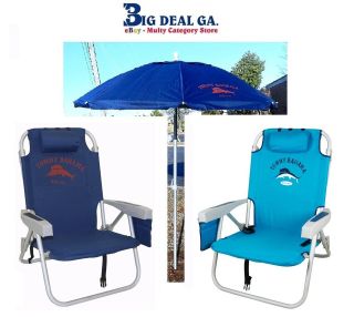   Backpack Cooler Beach Chairs 1 Blue 1 Aqua + 7 Blue Umbrella NEW