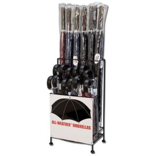 All Weather 24pc Polyester Umbrellas in Metal Display Stand