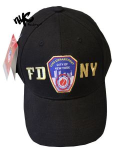 FDNY BASEBALL HAT BALL CAP BLACK YELLOW FIRE DEPARTMENT NEW YORK 