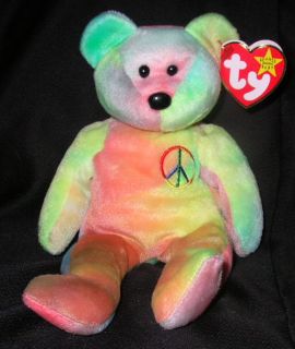   #115 TY BEST OFFER PEACE TEDDY BEAR TY BEANIE BABY 1996 PINK STAMP