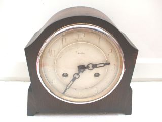   Deco Bentima Oak Case Coroner Striking Movement Mantle Clock 9H 9W