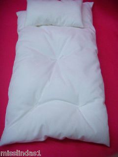 White Tuffed Mattress and Pillow for American Girl Doll