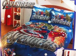   Boys Blue Heroes Avengers Marvel Comforter Bedding Sheet Set Full 7PC