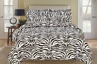 Zebra Black and White Down Alternative Comforter Set Twin