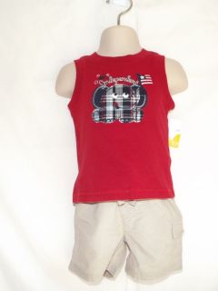 Jumping Beans Boys Red Mr. Independence 4th of July Tank Top Tee   Sz 