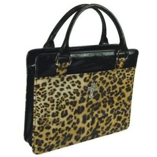 Safari LEOPARD Print Bible Cover with Black MEDIUM Size with Cross