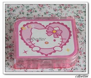   Hello Kitty Heart Pattern Plastic Portable Contact Lens Case Boxs Sets