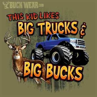 Kids Buck Wear This Kid Likes Big Trucks & Big Bucks Deer Hunting 