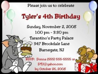 Tom & Jerry Birthday Invitations/Pe​rsonalized