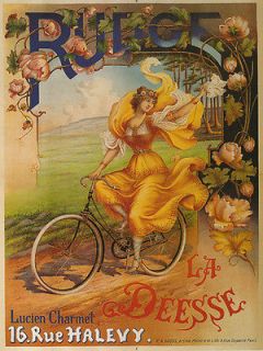 RUDGE Fashion Lady Bicycle Bike Yellow Dress Large Vintage Poster 