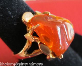 Stunning 14 KT solid gold Mexican Fire Opal ring 5 grams size 7.75