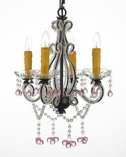 TOLE WROUGHT IRON CRYSTAL CHANDELIER LIGHTING COUNTRY FRENCH CEILING 