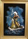 Indian Native American Warrior Horse Oil Painting signed PARINO