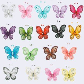  10   2 Nylon Craft BUTTERFLY Glitter Wire Crystal Party 
