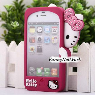   Cute Hello kitty Silicone Rubber Soft case cover for iphone 4 4S 4G