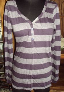 NEW Alfani Intimates M Purple Amethyst Stripe Soft Modal Sleep Shirt 