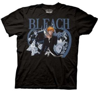 New Licensed Bleach Blue Duotone Group With Color Ichigo Adult T Shirt 