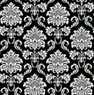damask wallpaper black in Rolls & Sheets