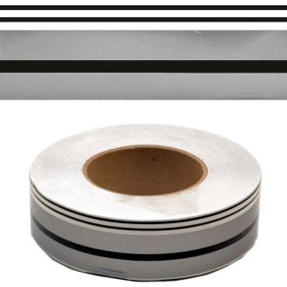   131435 1 1/2 INCH BLACK and METALLIC SILVER BOAT PINSTRIPE TAPE