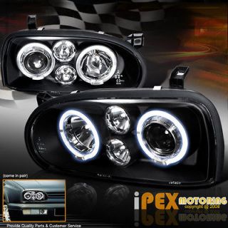 BLACK TWIN HALO PROJECTOR HEADLIGHTS Made For 1993 1998 VW GOLF MK3 