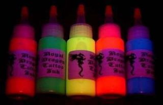 Super Glow    Royal Dragon (5 Big 1oz btls) Blacklight UV Tattoo Ink