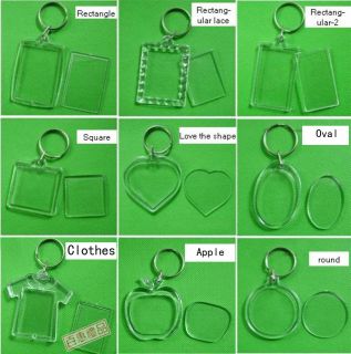 wholesale 100pcs/lot blank photo acrylic keychain,make your own 