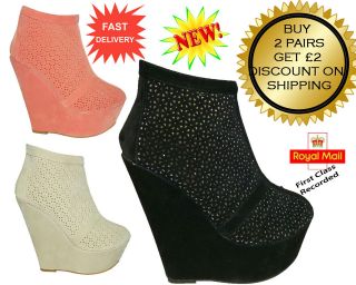 NEW LADIES WOMENS GORGEOUS WEDGE PLATFORM ANKLE BOOTS SHOES COLOURS 