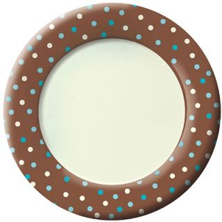   Dots Blue White & Brown Polka Dot 11 Wide Brim Party Paper Plates