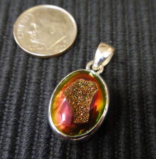 red metallic druzy oval + sterling silver handmade pendant by STARBORN 