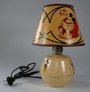 1936 RARE Soreng Manegold Co. MICKEY MOUSE LAMP, with PARCHMENT SHADE 