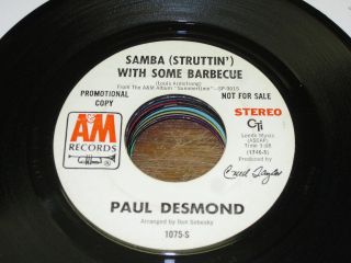 Paul Desmond 70s LATIN JAZZ POP DJ 45 Samba with Some Barbecue / Lady 