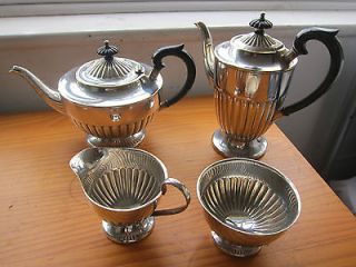   plated vintage 4 piece E H Parkin & Co Sheffield tea coffee pot set