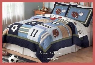   7pc Full (double) QUILT SHEETS SET   BOYS TEEN SPORTS FOOTBALL BEDDING