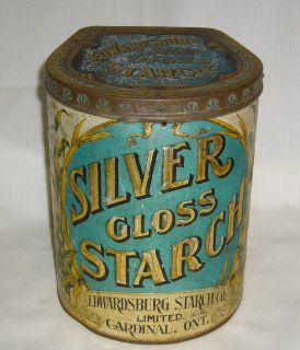 ANTIQUE CANADIAN EDWARDSBURG SILVER GLOSS STARCH CO. 6# TIN LITHOGRAPH 