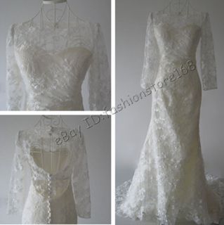   Sleeves Open Back Mermaid/Fishtail Lace Wedding Dresses Bridal Gowns