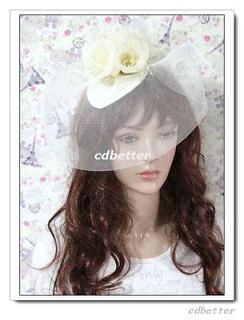 Bridal Organza Flower Veil Feather Millinery Fascinator Hat Hair Clip 