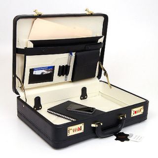 Classic Leather Attache Case Briefcase Hard Side w Portfolio 