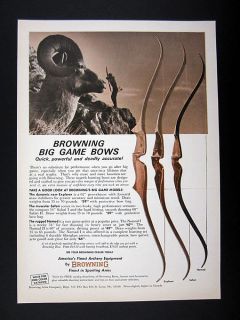 Browning Explorer Safari & Nomad Big Game Bows bow hunting 1966 Ad 