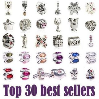 Silver European beads charms for bracelet X mas gift Jewelry