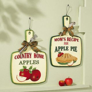 Vintage Look Apple Pie Kitchen Wall Decor Set Country Red Apple 