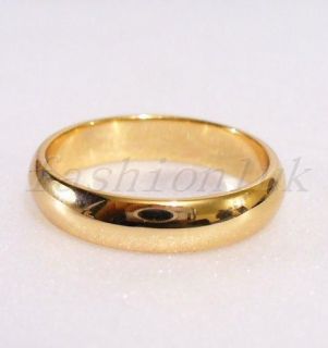 18K Real Yellow Gold Plated Band Ring Basic Wedding Engagement Pinky 
