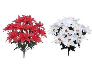 12 pieces of Artificial Poinsettia Bushes with 14 Poinsettia Flowers