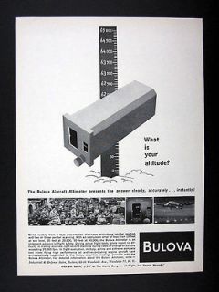 Bulova Aircraft Airplane Flight Altimeter 1959 print Ad advertisement