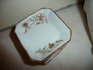  antique vtg 11 matching porcelain BUTTER PAT DISHES 2 3/4 square