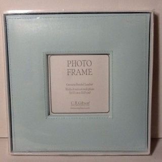 Baby Blue Leather Square Photo Frame by C.R. Gibson